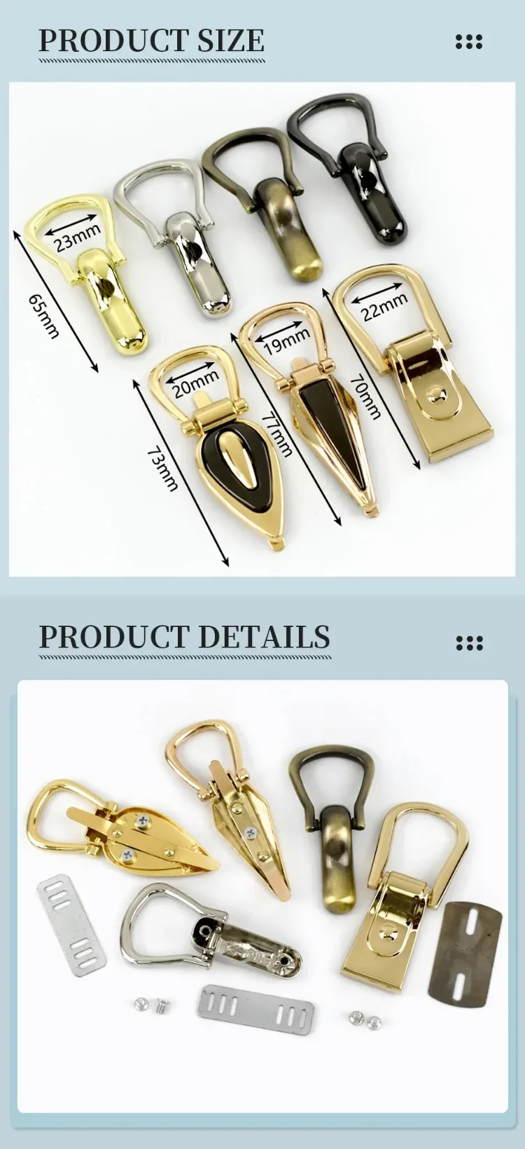 Deepeel 2/4/10Pcs 22-23mm D-Ring Bags Side Buckles Metal Clip Webbing Strap Belts Chain Handles Connector Hardware Accessories