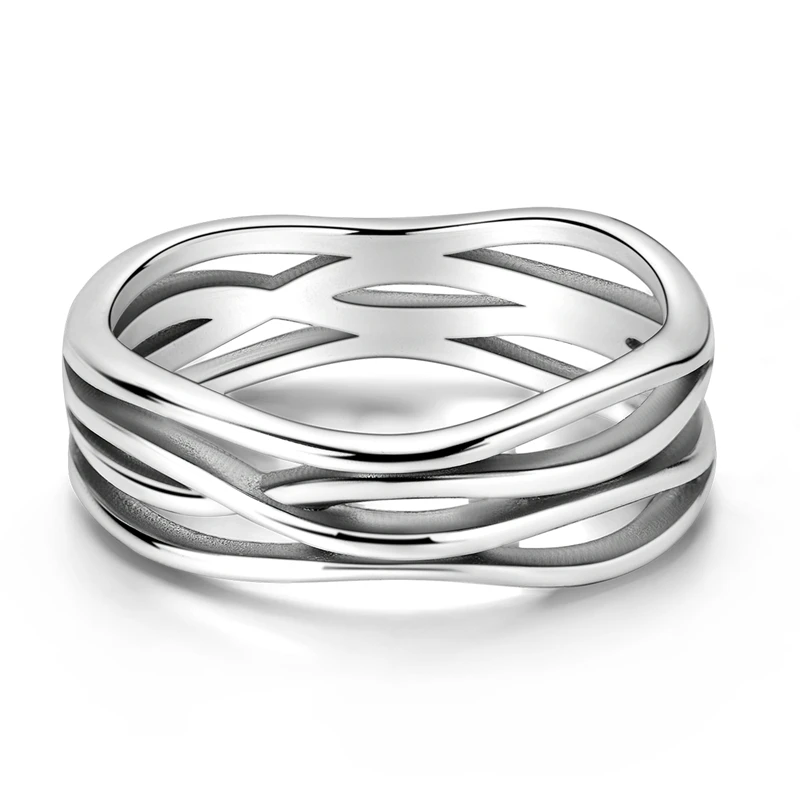 

Original 925 Sterling Silver Multi Layered Curved Ring For Women Girls Jewelry Birthday Anniversary Gifts