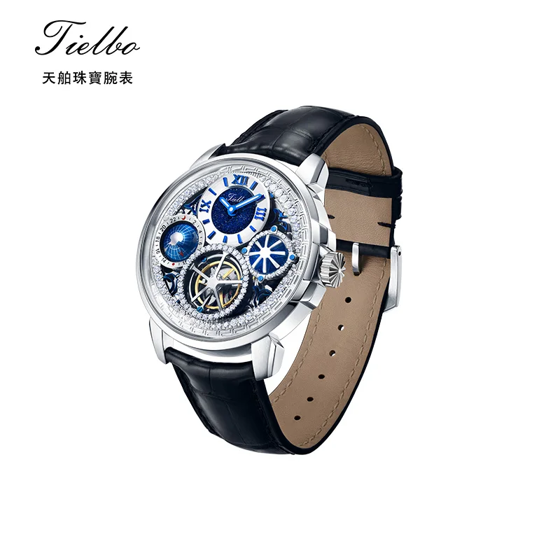 Imagem -05 - Relógios Turbilhão Impermeáveis Masculinos Relógio de Pulso com Pulseira de Couro Adornado Cristais Brilhantes Moda Empresarial Casual Luxo w 106