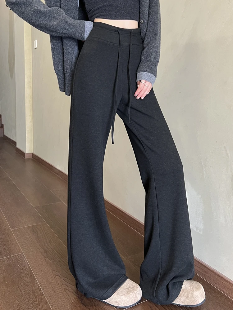 ay Wool Bell Bot Pants Women's Autumn Winter High Waist Slim Fit Yoga Pants Micro Flared Drapey Spor Casual Trousers