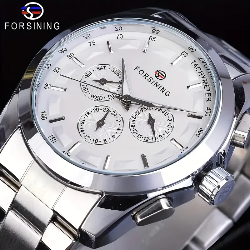 

Top-Level Luxury, High-End, Light Luxury and Fashionable Men's Mechanical Watch, with Skeleton Design, Round Dial, Automatic Winding, Multi-Function Display, Stainless Steel Strap, European and American Style High-End Fashion Casual Men's Watch, Suitable 