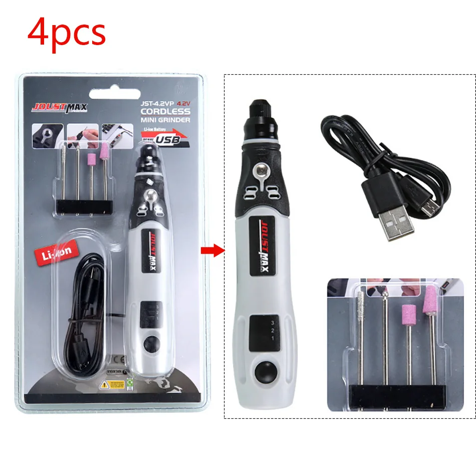 Imagem -04 - Moedor Elétrico Pequeno Portátil Carregamento Usb Mini Broca Caneta Gravadora Ferramenta Rotativa Máquina de Moer Acessórios 4.2v 600ma