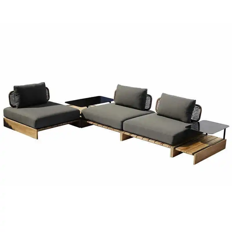 

Nordic Outdoor Teak Sofa Courtyard Villa Waterproof Homestay