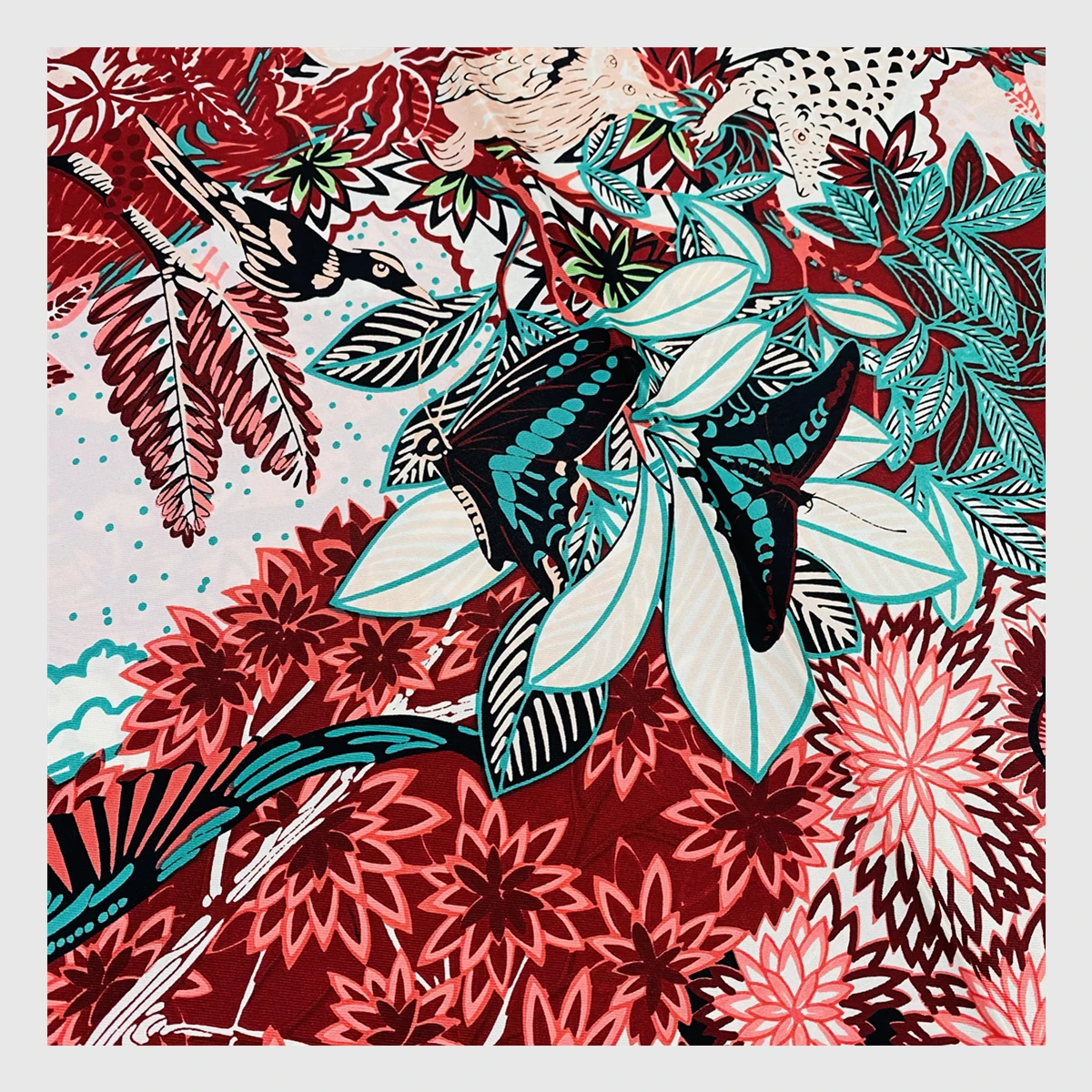 90cm Jungle Lion 100% Twill Silk Square Scarf Women Shawl Brand Hijab Scarf Design Bandana Hand Rolled Hem Foulard Head Scarves image 6