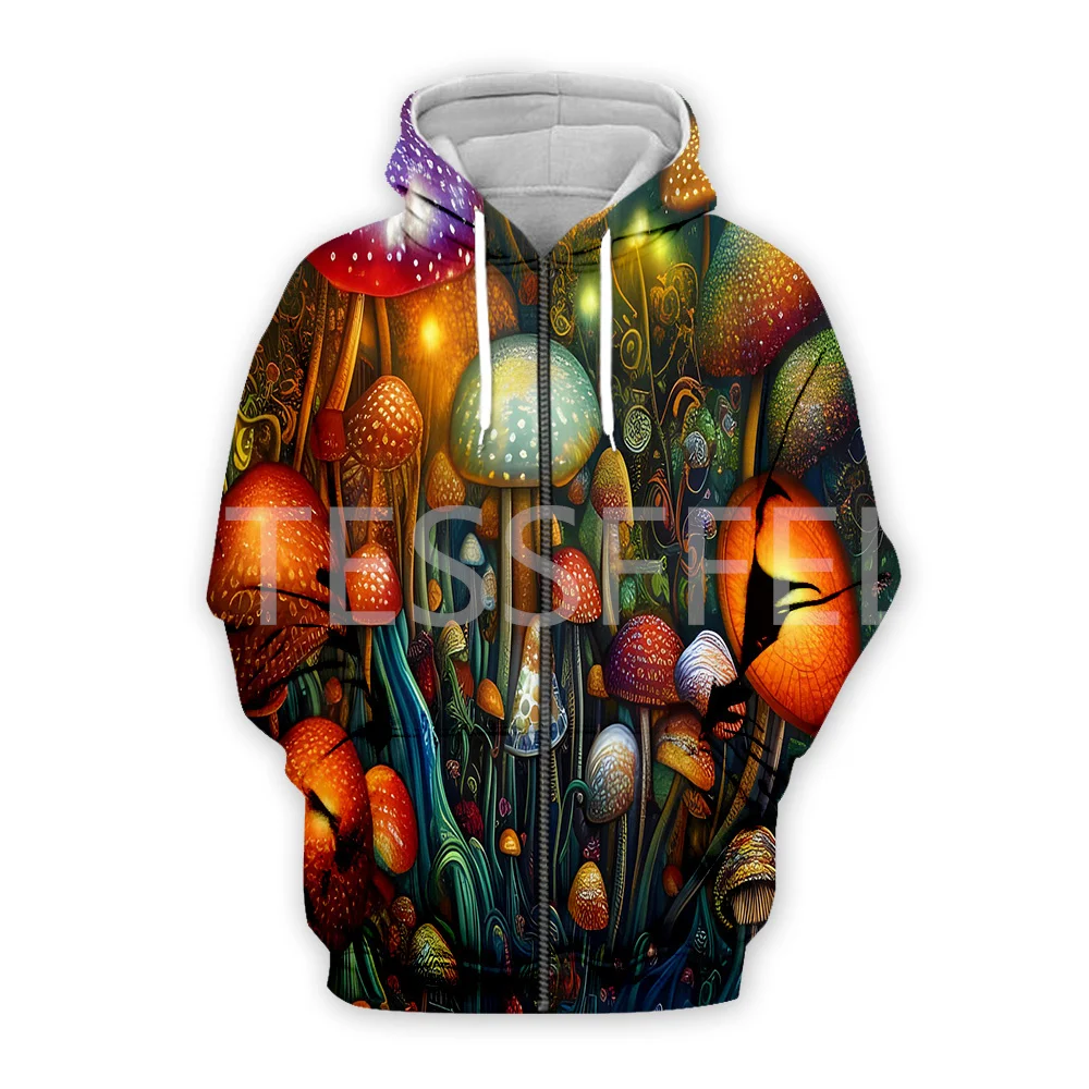 Mushroom Plant Fungus Psychedelic Trippy Tattoo Retro Streetwear Vintage 3DPrint Pullover Harajuku Jacket Casual Funny Hoodies F
