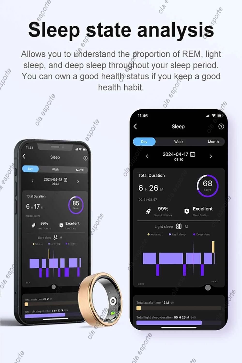 2024 Smart Ring Men Women IP68 Waterproof Heart Rate Blood Oxygen Sleep Health Monitor Sport Fitness Health Ring for Android IOS