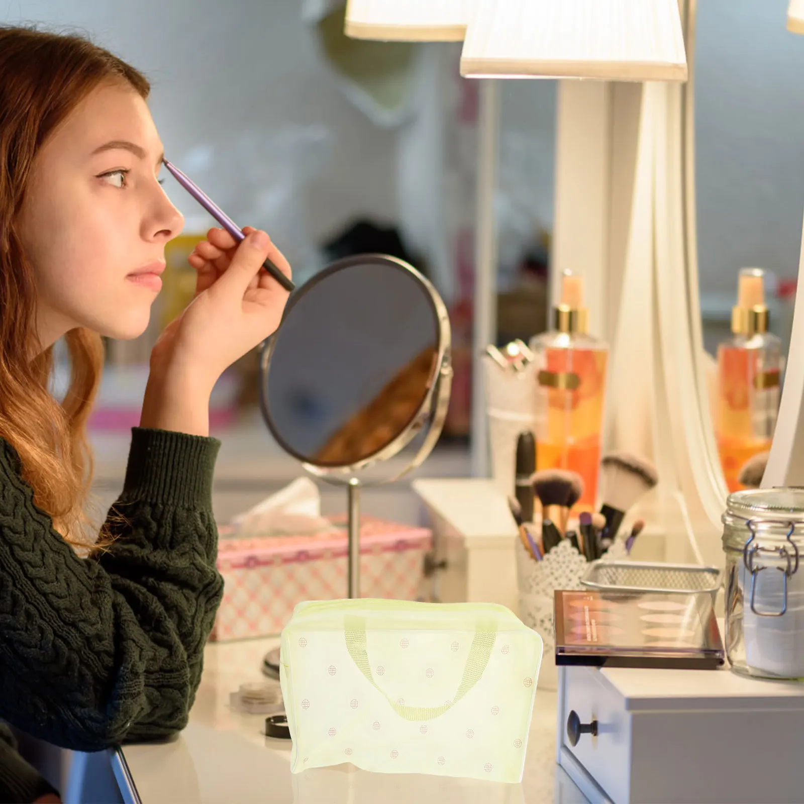 

5Pcs Travel Bag Waterproof PVC Toiletry Bag with Handle for Overnight Weekend Getaway Makeup Storage Storage Pouch