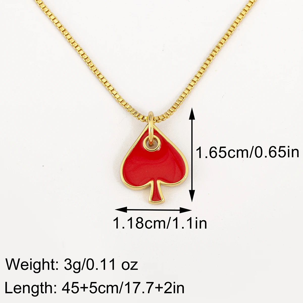 Nidin Poker Spade Pendant Necklace For Women Chain Black Red Enamel Playing Cards Charms Necklaces Fashion Party Jewelry Gifts