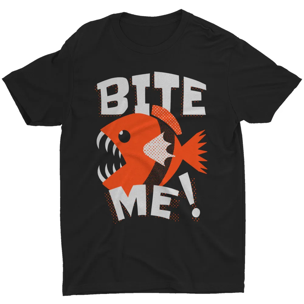 Bite Me T-Shirt Funny Saying Quote Meme Retort T Shirt Fish Humor Men's Tee GiftLuxury Brand  Anime pattern clothing high qualit