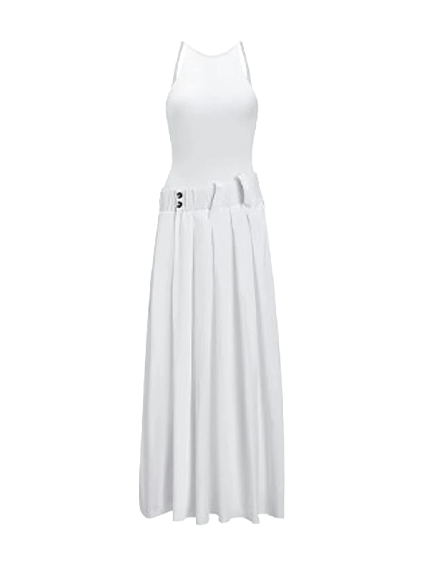 Superbe gilet blanc Dr femmes été nouveau Sle taille couchée Utile Long Dr faux deux pièces doux japonais Sle A-Li...