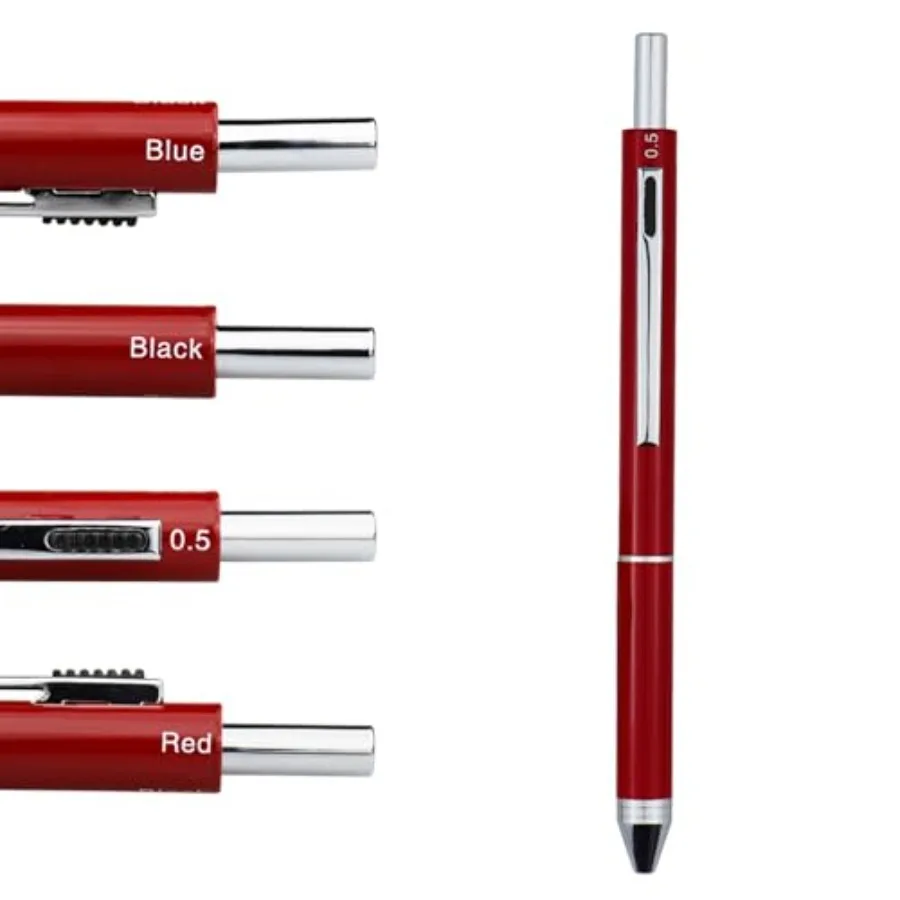 

Metal Multifunction Pen, 4 in 1 Multicolor Pen, 0.5mm Mechanical Pencil, 1-Count Red