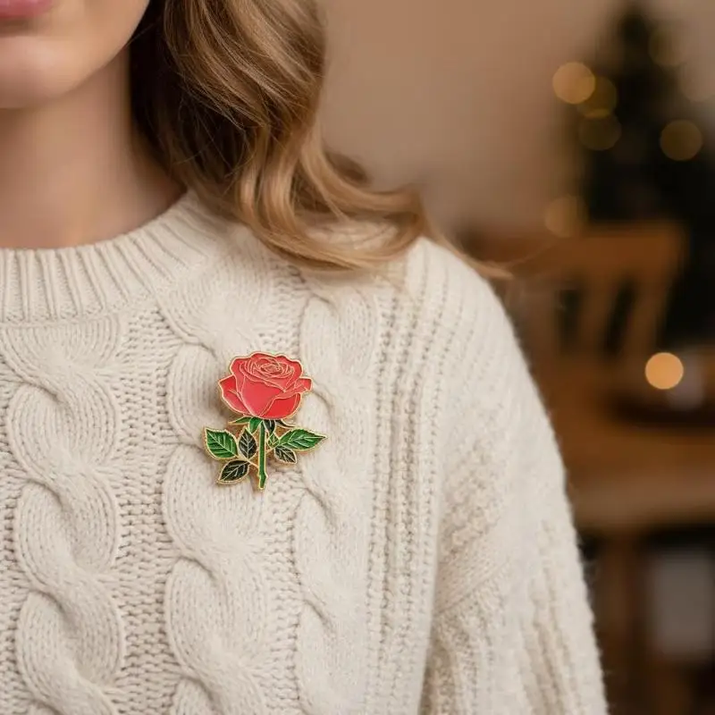 Fashion Rose Flower Brooches Pin For Women Clothing Coat Jewelry Accessries Gifts