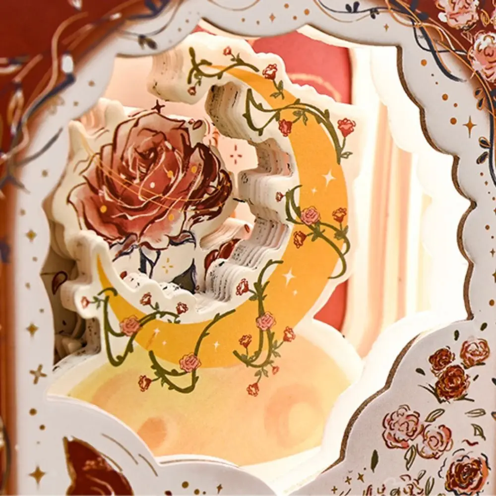 Rose Style Exquisite Diary Notebook Alien Hollow Out Color Pages Retro Rose Notebook Gift Stickers Multi Layer