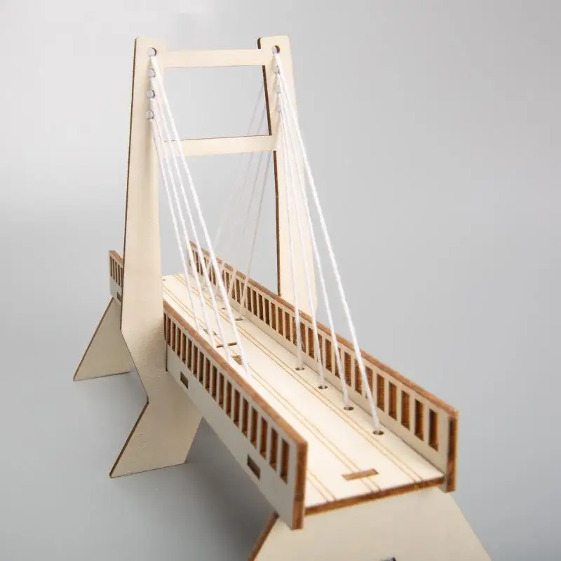 1 Set Wooden Cable Stayed Bridge DIY Science Experiment Physical Model STEM Kit Kids Educational Toy