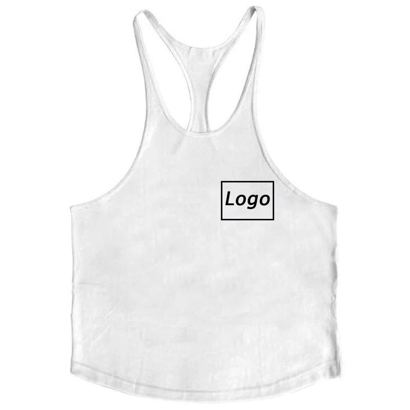 Op Maat Gemaakte Print Stringer Tank Tops Voor Mannen Y-Back Mouwloos Vest Atletische Spiertraining T-Shirts Tops Gym Workout Fitness