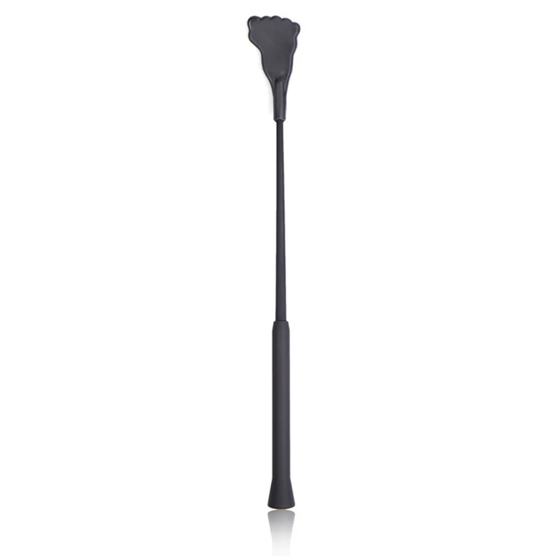 46cm Black Silicone Foot Shape Top Detachable Straight Whip Riding Crop Flogger Paddle Slapper Horse Training Dressage Whips