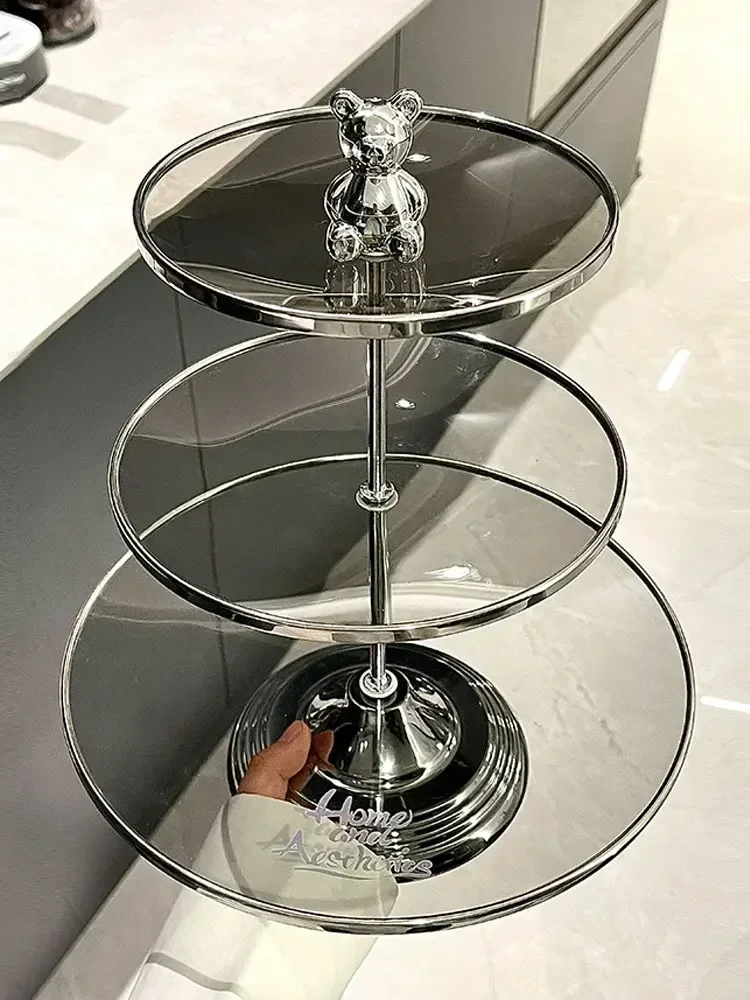 

hot sale glass fruit tray, living room, tea table, household luxury, multi-layer dessert table, beauty salon, afternoon tea