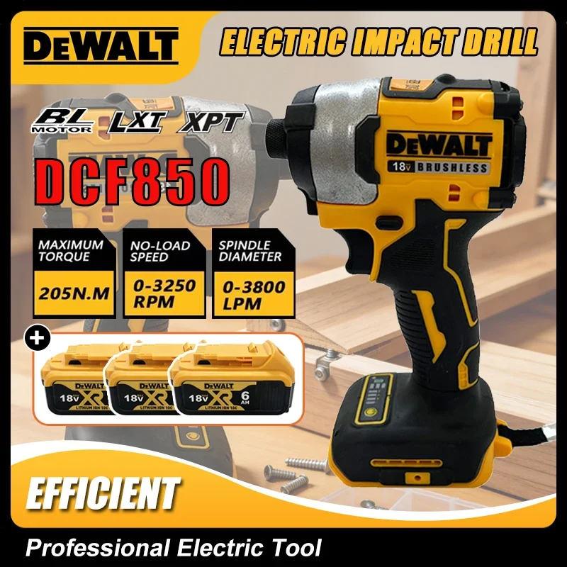 

Бесщеточный ударный шуруповерт DEWALT DCF850, 205 Н·м, аккумуляторный, 18 В, электрическая ударная дрель, электроинструмент