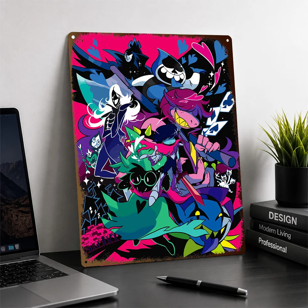 Deltarune Chapter 1 Textured Metal Poster Illustrated Wall Art For Entertainment Room Customized Aluminum Sign Birthday Gift