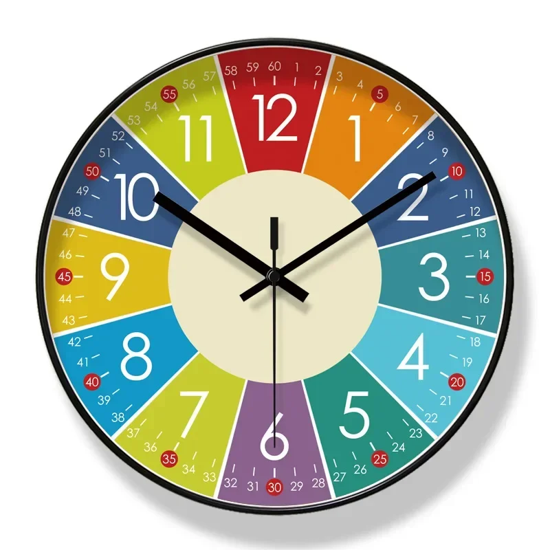 2026 New 10/12/14-inch Zodiac Children Cartoon Wall Clock Living Room Fashion Early Education Silent Sweep Second Quartz Clock