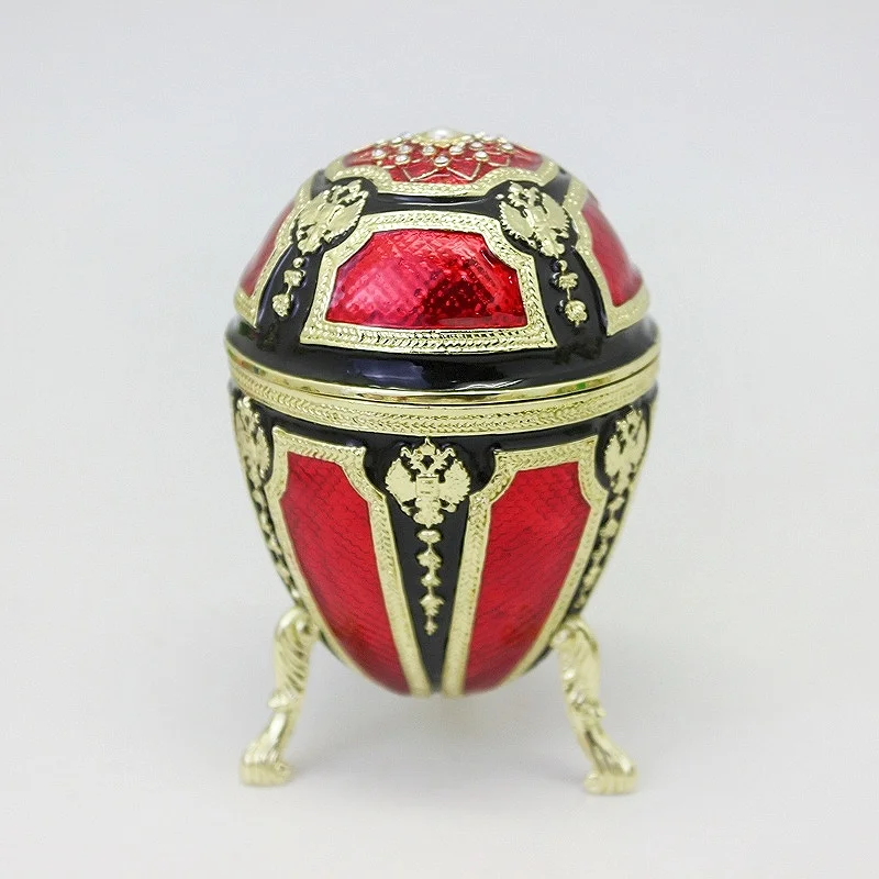 SHINNYGIFTS  Faberge Egg Vintage European Style Easter Eggs Trinket Box Decoration Sparking Rhinestones Mini Jewelry Container