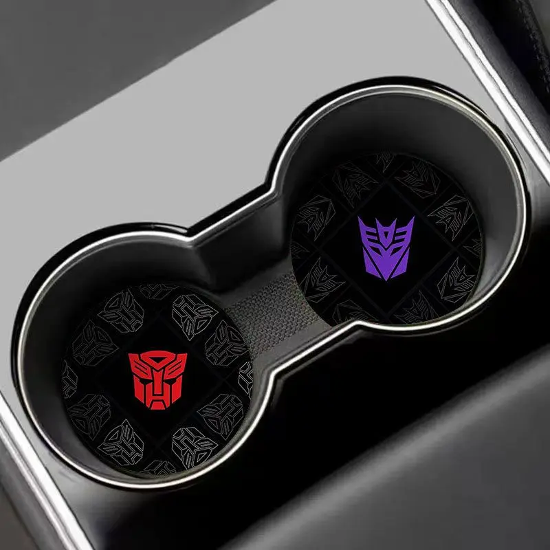 Tapis de tasse de voiture et tapis antidérapant de rangement de porte Transformers Anime mignon pour décoration intérieure de véhicule, figurines compactes durables, cadeau