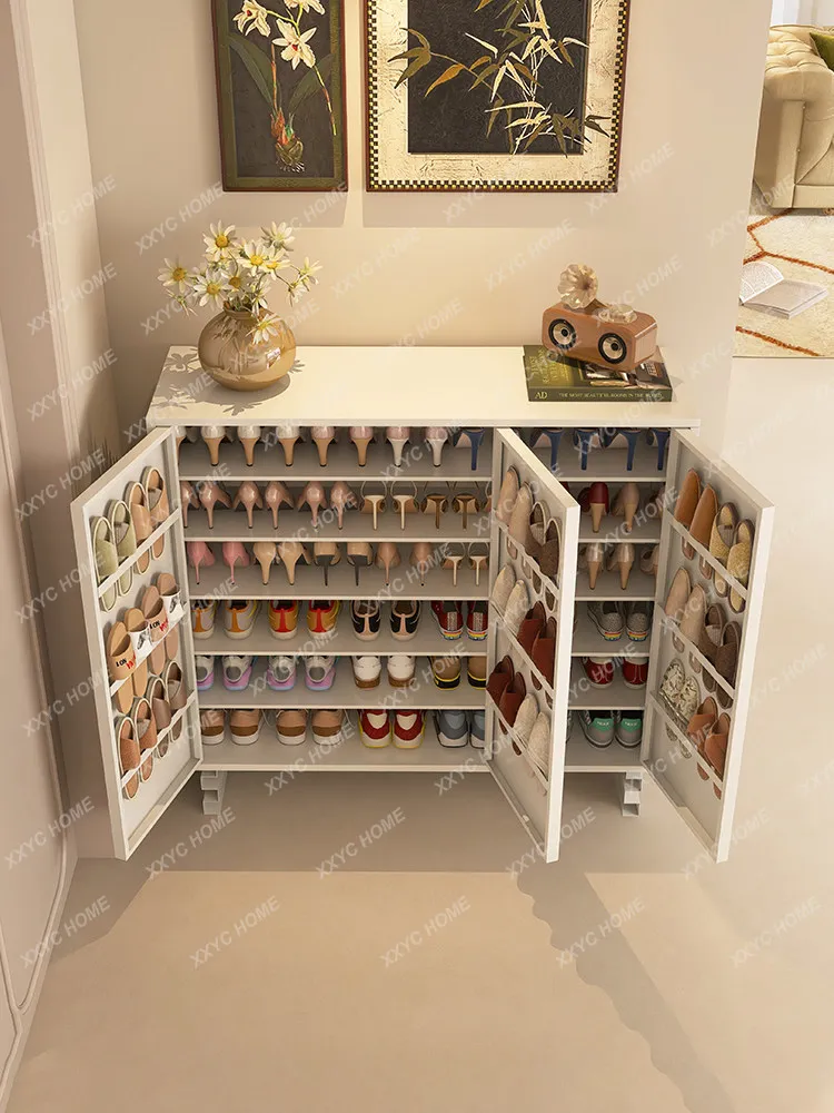 Large-capacity shoe cabinet household entrance indoor entrance high-end storage cabinet integrated against the wall new model