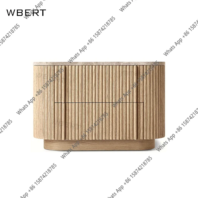 C WBERT RH American Mulholland Emperador Mesita de Noche de Madera Maciza para Dormitorio, Gabinete Cerrado, Elegante Mesita de Noche para Villa, Muebles Rh X