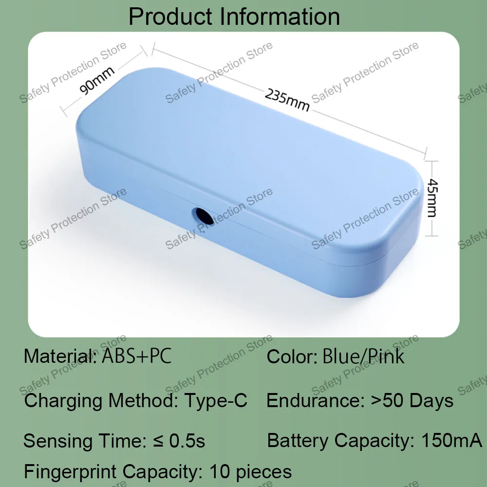 Fingerprint Storage Box Fingerprint Safe Box for Student Pen Case Household Secret Hidden Safe Stationery Privacy Protection Box