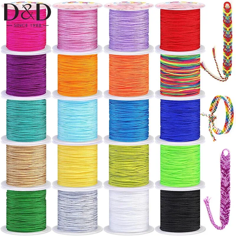 

45M/Roll 0.8mm Nylon Beading String Macrame Thread Braided Bracelet Bracelet String Chinese Knot Cord DIY Craft Jewelry Making