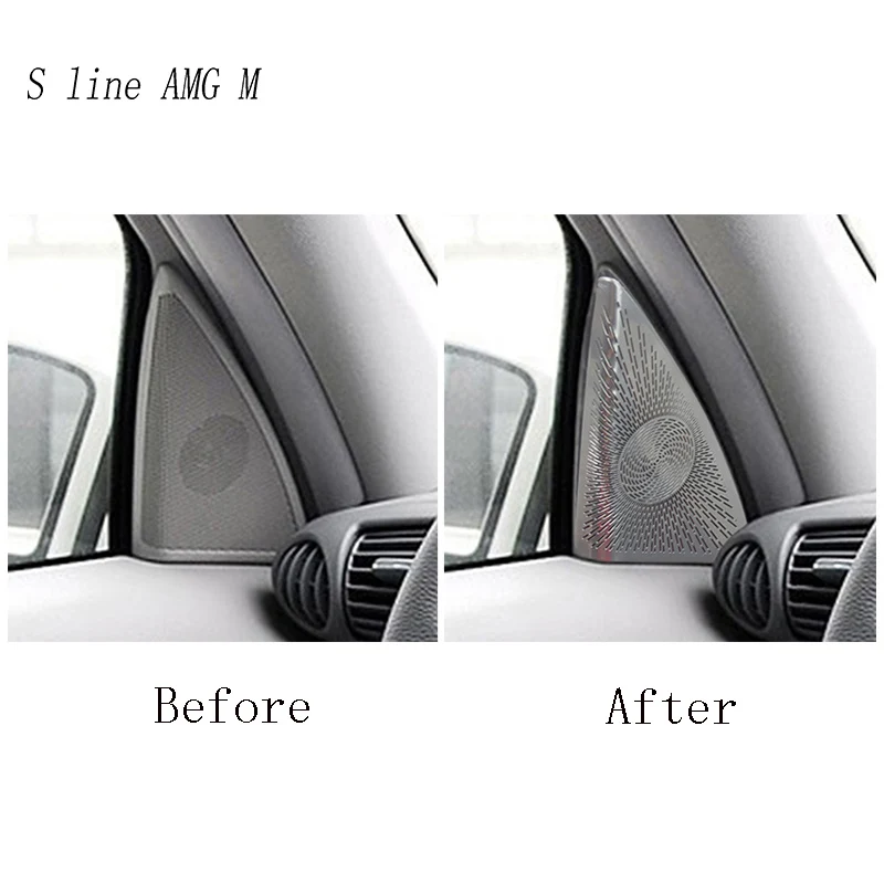 Car Styling Door A-pillar Srereo Speaker Frame Decoration Cover Trim For Mercedes Benz C class W203 2002-2006 Interior Sticker