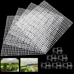 4 Aquarium Lid Hood Fish Tank Top Cover Terrarium Lid Plastic Grid Panel Egg Crate Grate 6 Aquarium Cover Board Clip