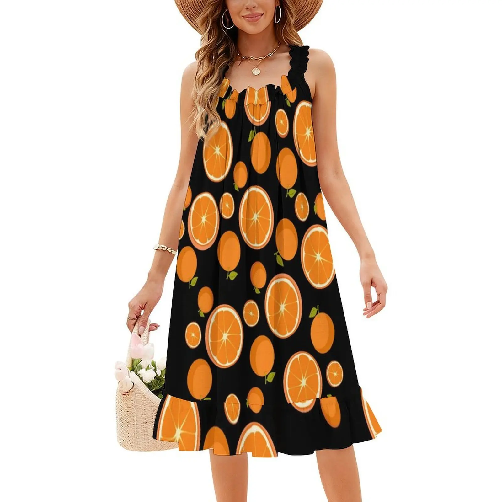 Boho Chic Jurk met Sinaasappelenprint - usage example