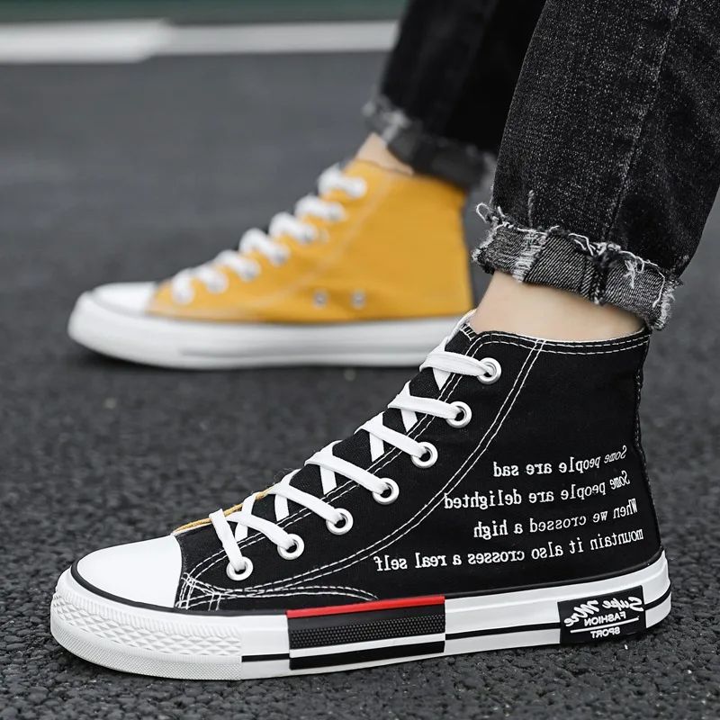 Vulcan Shoes Boys Sport Shoes High Top Canvas Sneakers Men Designer Unisex Sneakers Flat Casual School Shoes Man Fashion