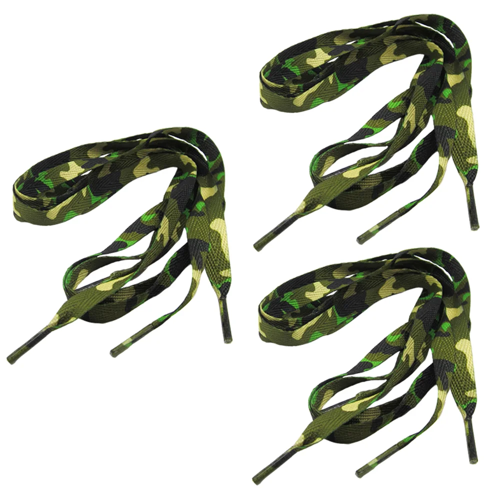 3 Pairs Men's and Women's Camouflage Shoelaces Polyester Printing Unisex Chic Shoestring