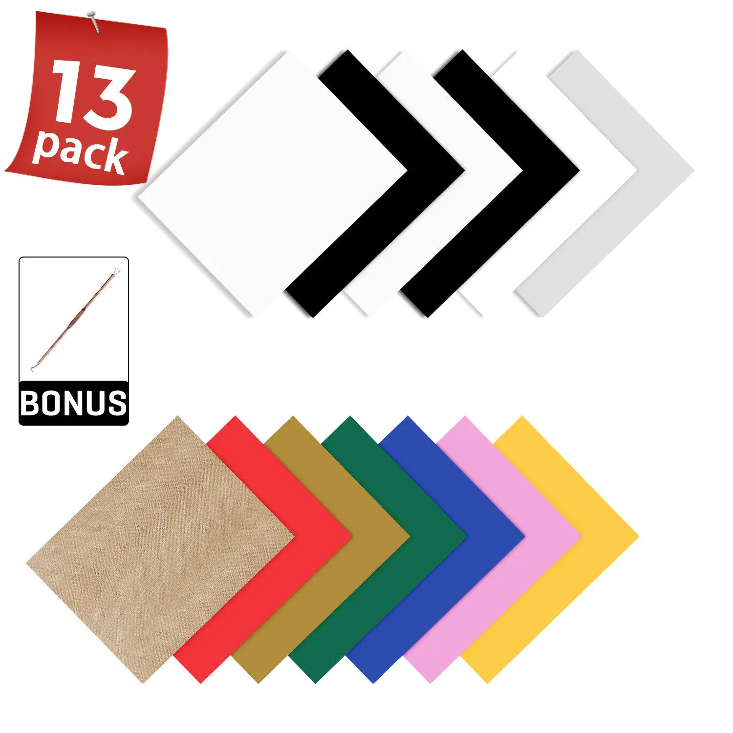 HTVRONT 13 Pack 12X10inch Multi-color PU Heat Transfer Vinyl Sheets Iron on HTV for Heat Press T-shirt Textiles Printing