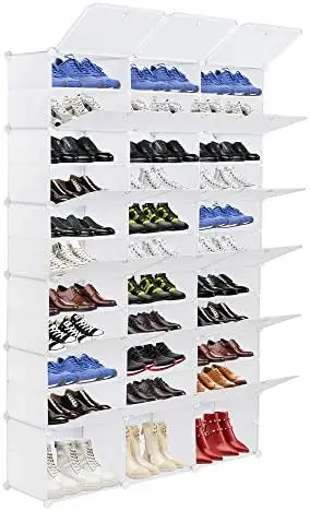 

Shoe Rack 72 Pairs Shoe Organizer Narrow Standing Stackable Shoe Cabinet Space Saver for Entryway, Hallway and Closet,Black Rv