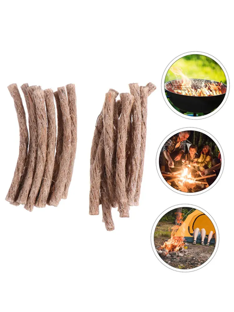 12/24 Stuks Survival Lont Hennep Koord Gemakkelijk Te Dragen Camping Hennep Fire Starters Outdoor Lont Camping Touwen Survival gereedschap - afbeelding 2