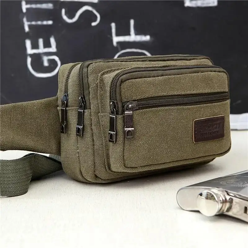 New Canvas Waist Bag Outdoor Sports Multifunctional Male Pack High Quality Durable High-capacity Bags Portable Phone Purse