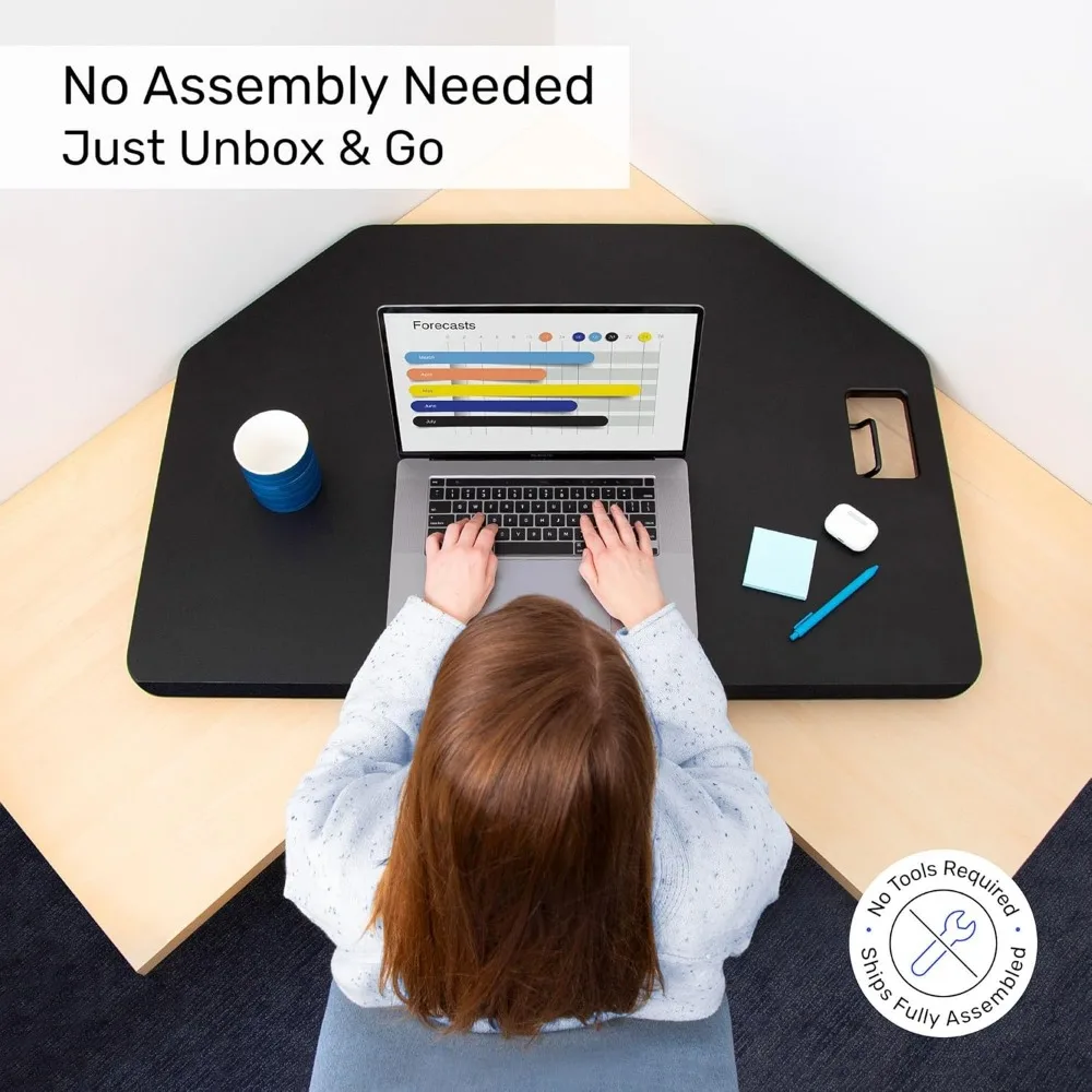 Adjustable Sit-Stand Desk Converter, Corner Standing Desk Riser, Pneumatic Lift, L-Shaped Desks & Cubicles, Ergonomic Office Fur