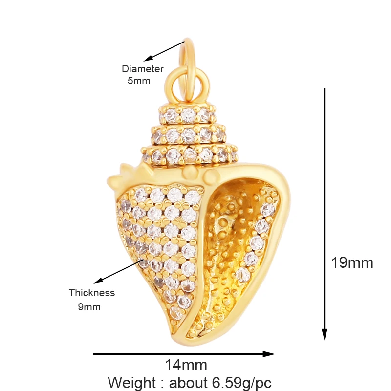 Marine Sea Nautilus Turtle Starfish Octopus Conch Crab Shell Snake Charm Pendant,Gold Plated Zircon Jewelry Findings Supply M67