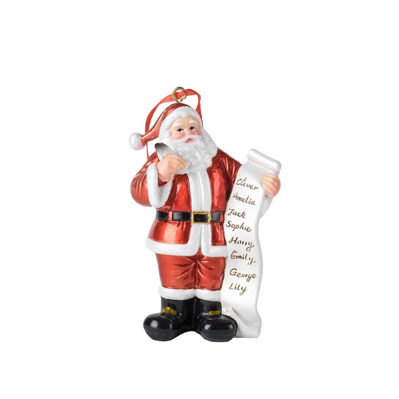 2025 New Christmas Tree Pendant Santa Claus Wishlist Pendant Decorative Doll Home Desktop Pendant Resin Ornament Home Decoration