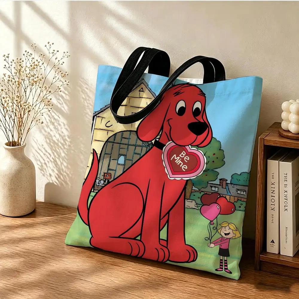 C-clifford The Big Red Dog Storage Bags Handbag Women Casual Underarm Top Handle Bag Lady Shopping Travel Bags Storage Bags - view 6