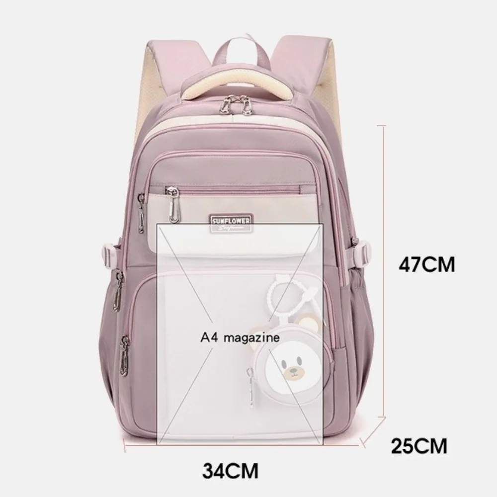 Cute Large Capacity School Bags Lightweight with Pendant Rucksack Bagpack Waterproof Oxford Cloth College Book Bag Students