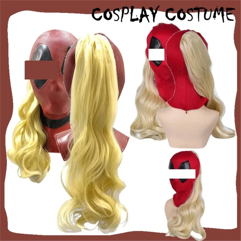 

Ladypool Mask Headgear Cosplay Wigs Costume Red Full Head Mask 2024 Movie Female Superhero Dead Halloween Suit Accessories