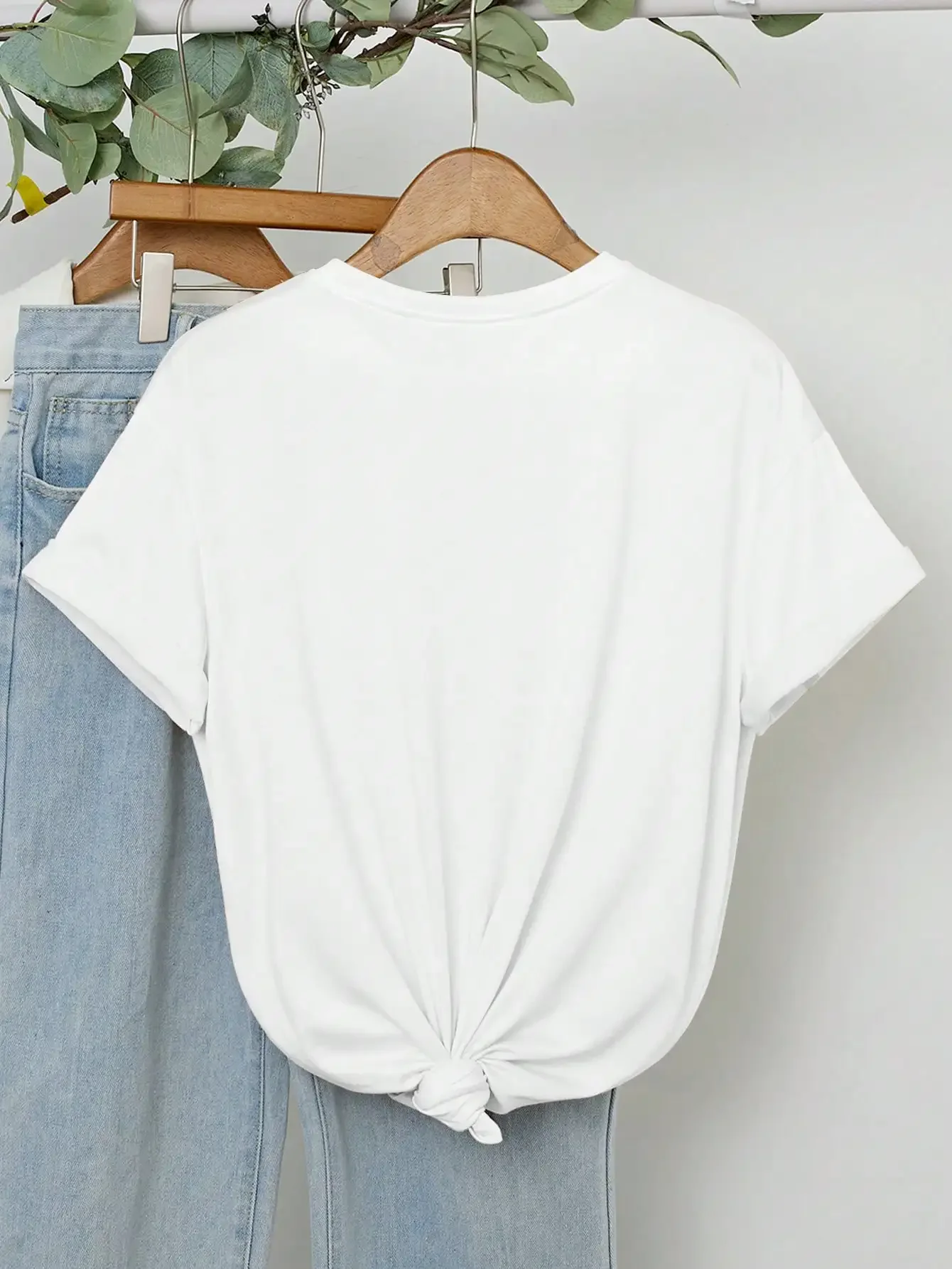 Camiseta de talla grande para mujer con estampado de conchas de mar azul y lazos para la moda de verano
