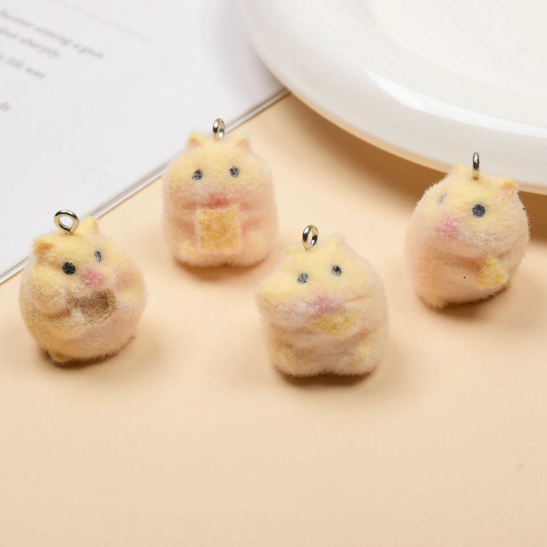 

20pcs 3D Cartoon Resin animal hamster Charms cute Plush Doll Pendant For Earrings keychain Diy crafts Jewelry Accessories