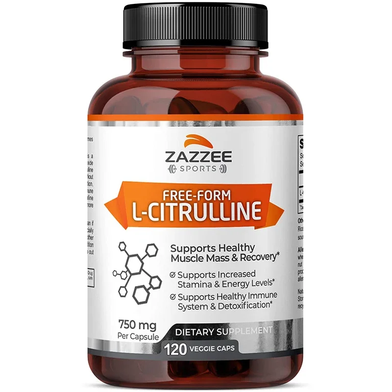 Supplement with L-Citrulline - Healthy Muscle Building, Energy, Strength, Immune System Support -120 Capsules Dietary Supplement