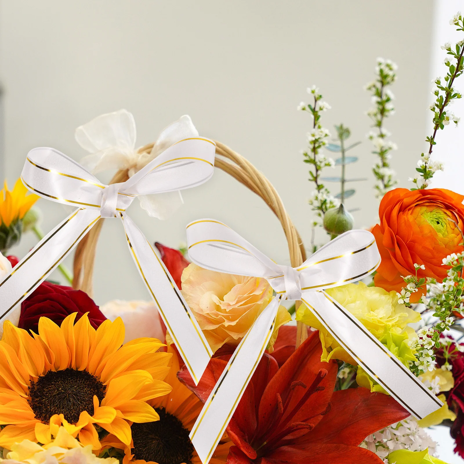 

2 Rolls Shiny Gold-Edged Ribbon Long-Lasting Curling Ribbon for Present Wrapping Balloon String Bouquet Binding Craft Making