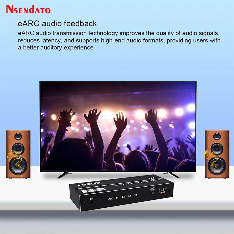 8K 60Hz HDMI eARC オーディオ抽出コンバータ 4K 120Hz HDMI 2.1 オーディオコンバータサポートドルビーアトモス 7.1CH PS5 XBox DVD TV ボックス